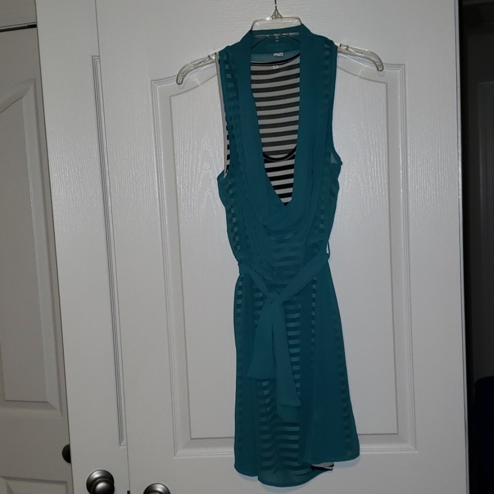Dress with sheer overlay
